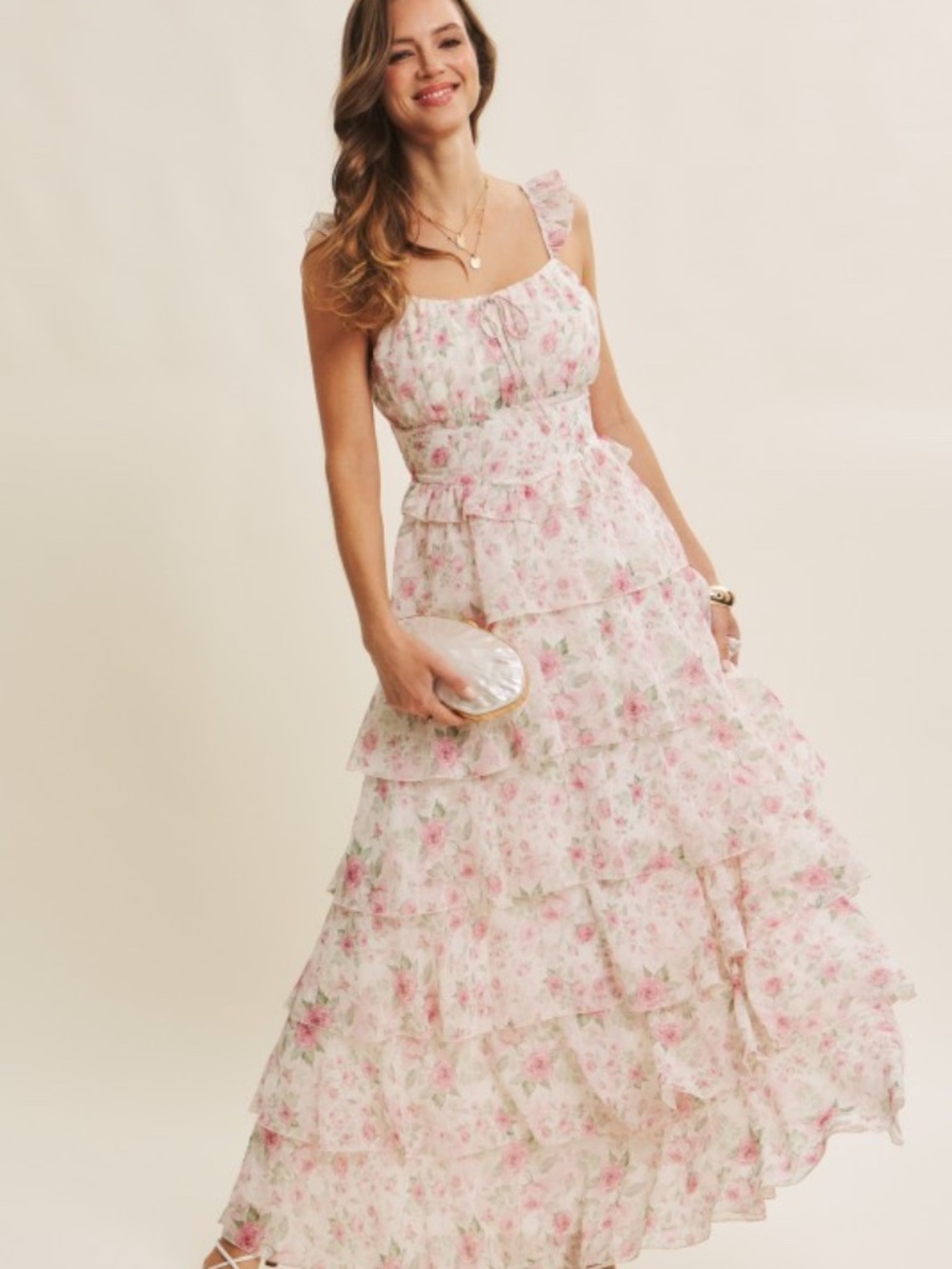 Garden Tiered Ruffle Maxi Dress With Smocked Back